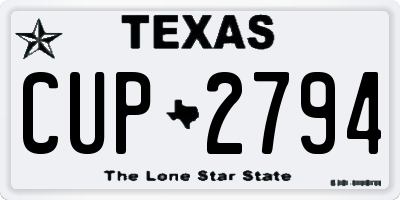 TX license plate CUP2794