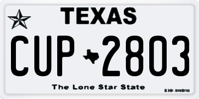 TX license plate CUP2803