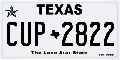 TX license plate CUP2822