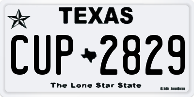 TX license plate CUP2829