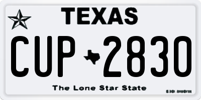 TX license plate CUP2830