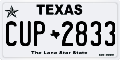 TX license plate CUP2833