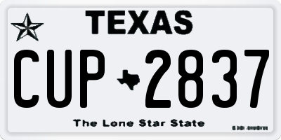 TX license plate CUP2837