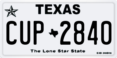 TX license plate CUP2840