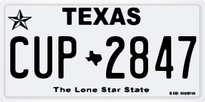 TX license plate CUP2847
