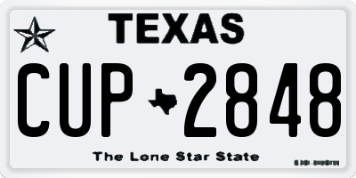 TX license plate CUP2848