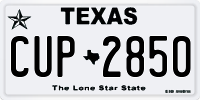TX license plate CUP2850