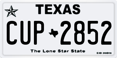 TX license plate CUP2852