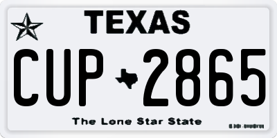 TX license plate CUP2865
