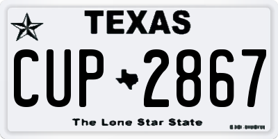 TX license plate CUP2867