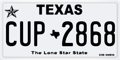 TX license plate CUP2868