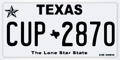 TX license plate CUP2870