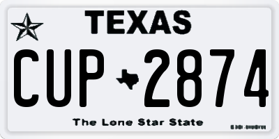 TX license plate CUP2874