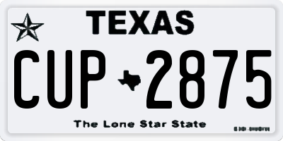 TX license plate CUP2875