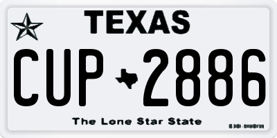 TX license plate CUP2886