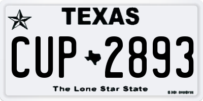 TX license plate CUP2893
