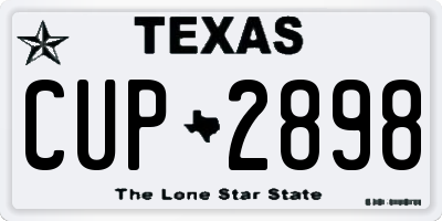 TX license plate CUP2898