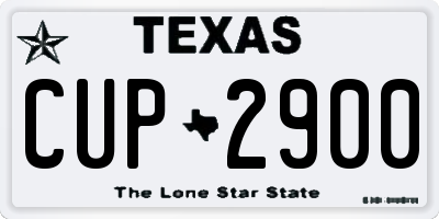 TX license plate CUP2900