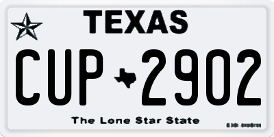 TX license plate CUP2902
