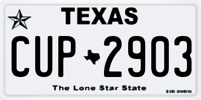 TX license plate CUP2903