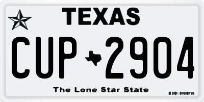 TX license plate CUP2904