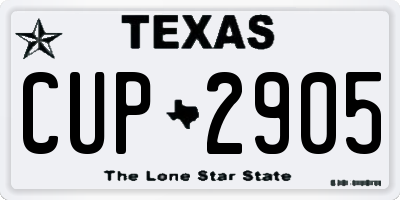 TX license plate CUP2905