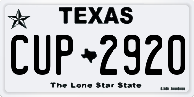 TX license plate CUP2920