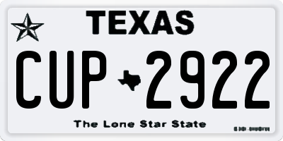 TX license plate CUP2922