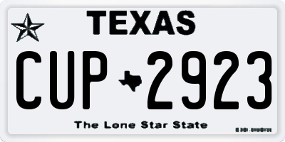 TX license plate CUP2923