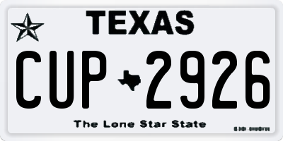 TX license plate CUP2926
