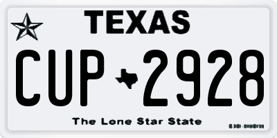TX license plate CUP2928