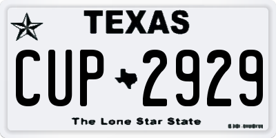 TX license plate CUP2929