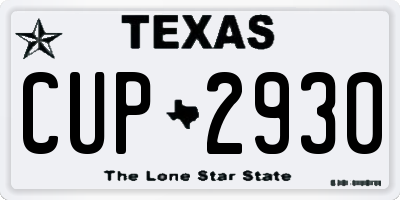 TX license plate CUP2930