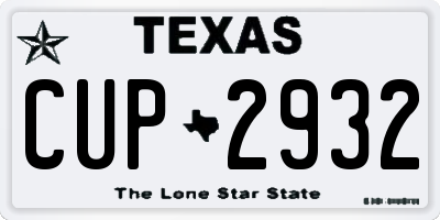 TX license plate CUP2932