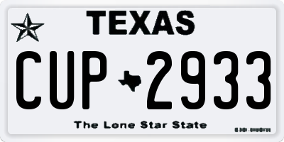 TX license plate CUP2933
