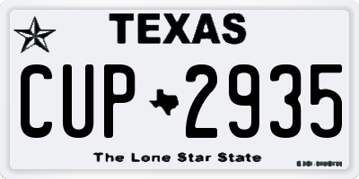 TX license plate CUP2935
