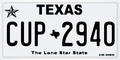 TX license plate CUP2940