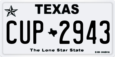 TX license plate CUP2943