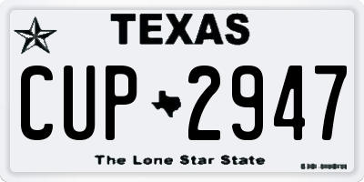 TX license plate CUP2947