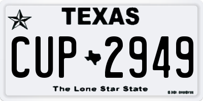 TX license plate CUP2949