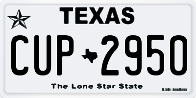 TX license plate CUP2950