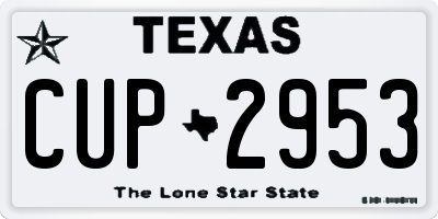 TX license plate CUP2953