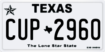 TX license plate CUP2960