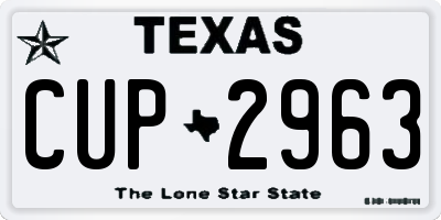 TX license plate CUP2963