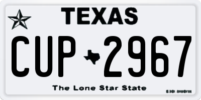 TX license plate CUP2967