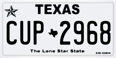 TX license plate CUP2968