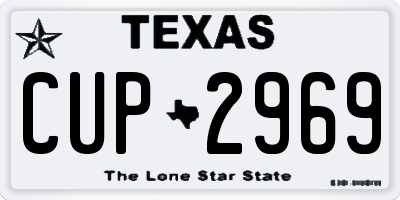 TX license plate CUP2969
