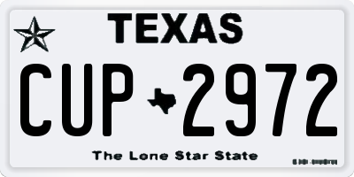 TX license plate CUP2972