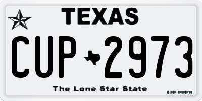 TX license plate CUP2973