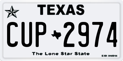 TX license plate CUP2974
